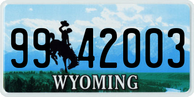 WY license plate 9942003