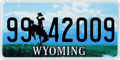 WY license plate 9942009