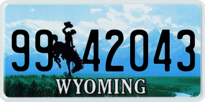 WY license plate 9942043