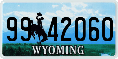 WY license plate 9942060