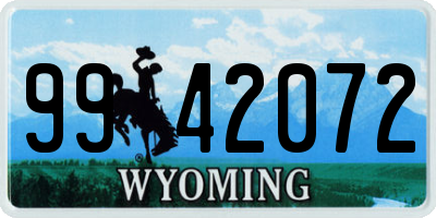 WY license plate 9942072