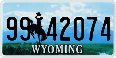WY license plate 9942074