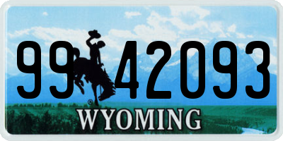 WY license plate 9942093