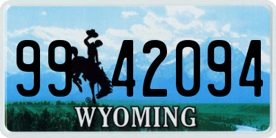 WY license plate 9942094