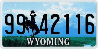 WY license plate 9942116