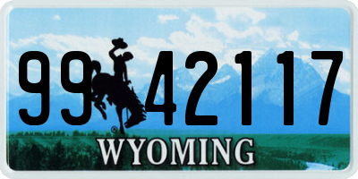 WY license plate 9942117