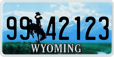 WY license plate 9942123
