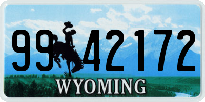 WY license plate 9942172
