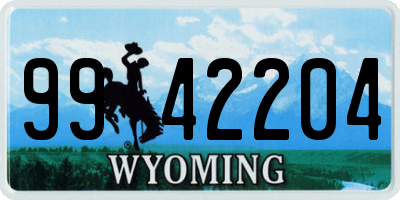 WY license plate 9942204