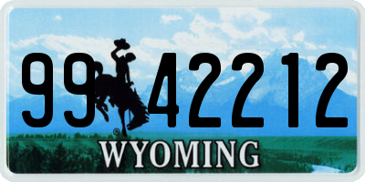 WY license plate 9942212