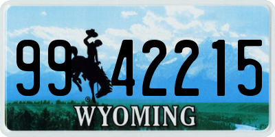 WY license plate 9942215