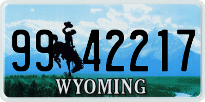 WY license plate 9942217