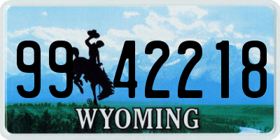 WY license plate 9942218