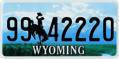 WY license plate 9942220