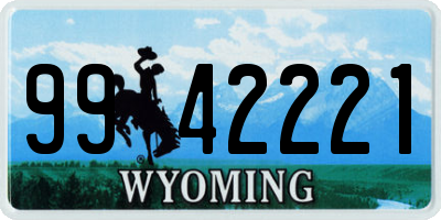 WY license plate 9942221