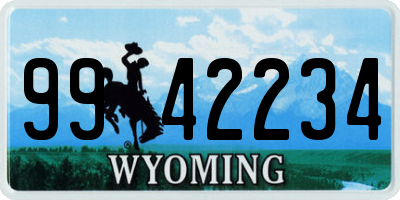WY license plate 9942234