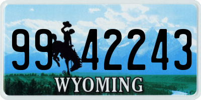 WY license plate 9942243