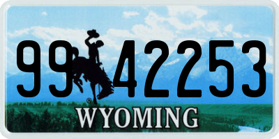 WY license plate 9942253