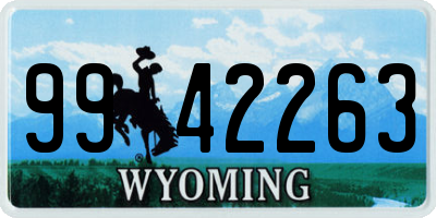 WY license plate 9942263