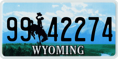 WY license plate 9942274