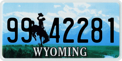WY license plate 9942281