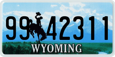 WY license plate 9942311