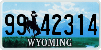 WY license plate 9942314