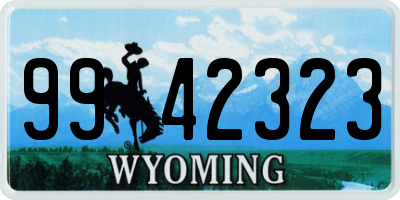 WY license plate 9942323