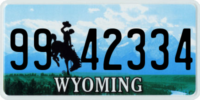 WY license plate 9942334