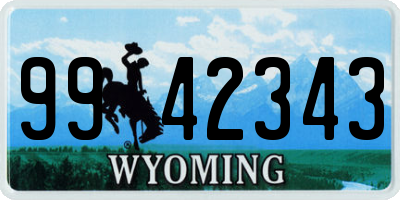 WY license plate 9942343