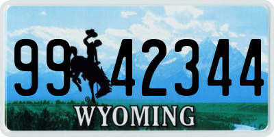 WY license plate 9942344