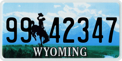 WY license plate 9942347