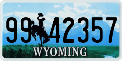 WY license plate 9942357