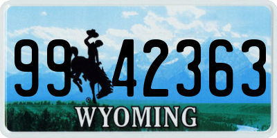 WY license plate 9942363