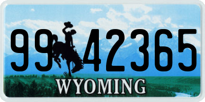 WY license plate 9942365