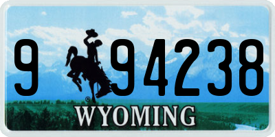 WY license plate 994238