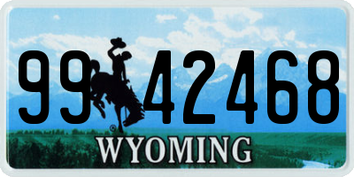 WY license plate 9942468