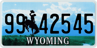 WY license plate 9942545