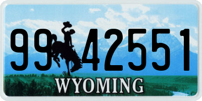 WY license plate 9942551