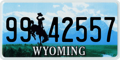 WY license plate 9942557