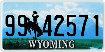 WY license plate 9942571