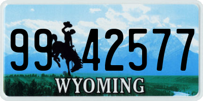 WY license plate 9942577