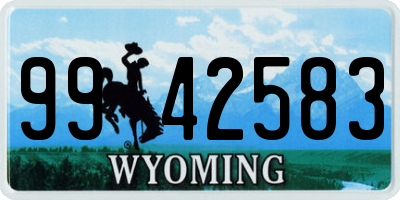 WY license plate 9942583