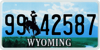 WY license plate 9942587