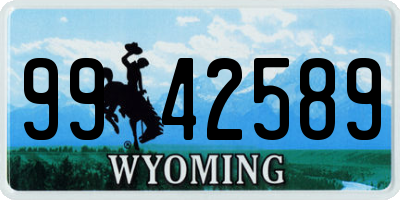 WY license plate 9942589