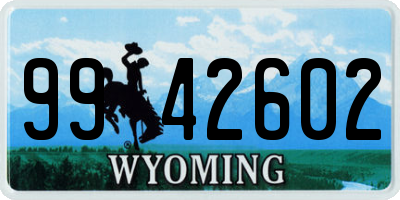 WY license plate 9942602