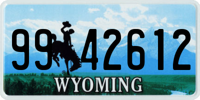 WY license plate 9942612