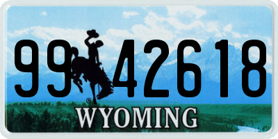 WY license plate 9942618