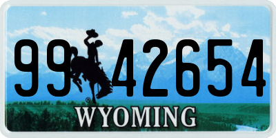 WY license plate 9942654