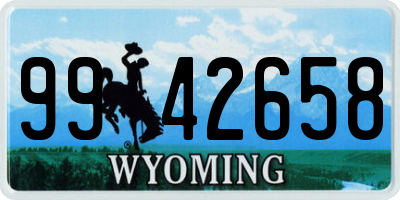 WY license plate 9942658